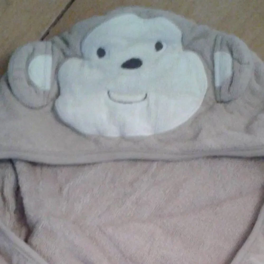 Carter's Baby Bath Towel with Hood, Tan, Monkey Design, Unisex Gender Neutral